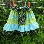 Ruffle Skirt Child Skirt Blue, Green Black Frog..