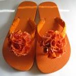 Orange Decorated Flip Flops