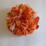 Orange Frilly Flower Brooch