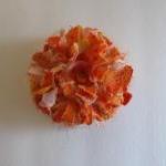 Orange Frilly Flower Brooch